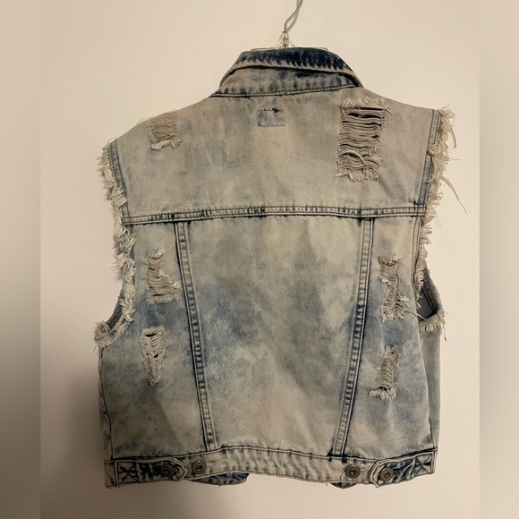 Blue Asphalt Cropped Distressed Jacket Large - Picture 5 of 5